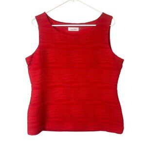 Calvin Klein Womens Red Textured Sleeveless Top Scoop Neck Size XL
